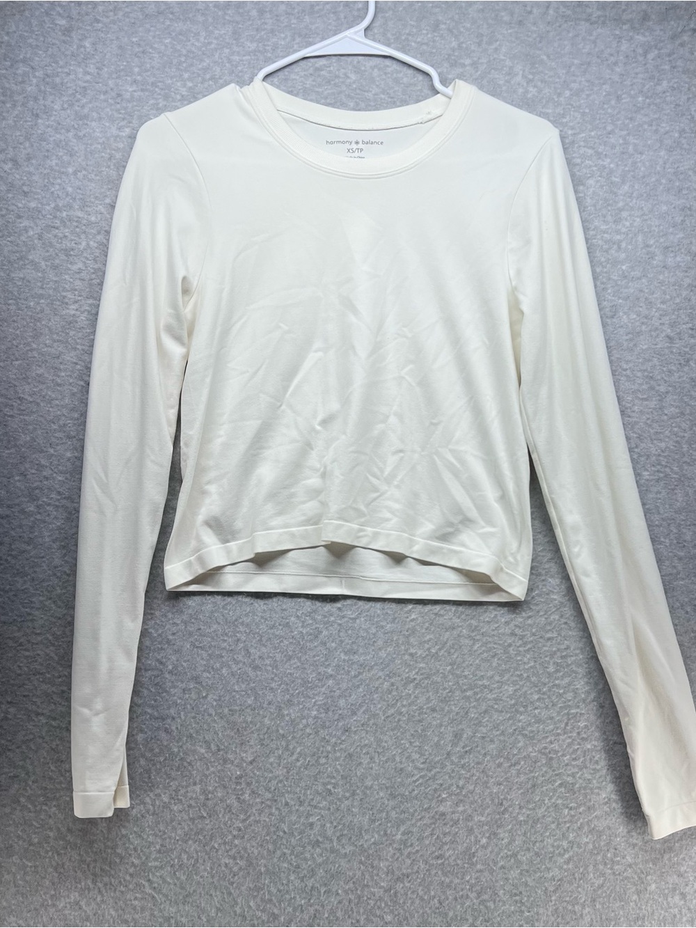 Harmony & Balance Women's Long-Sleeve Crew Tee in Cream
